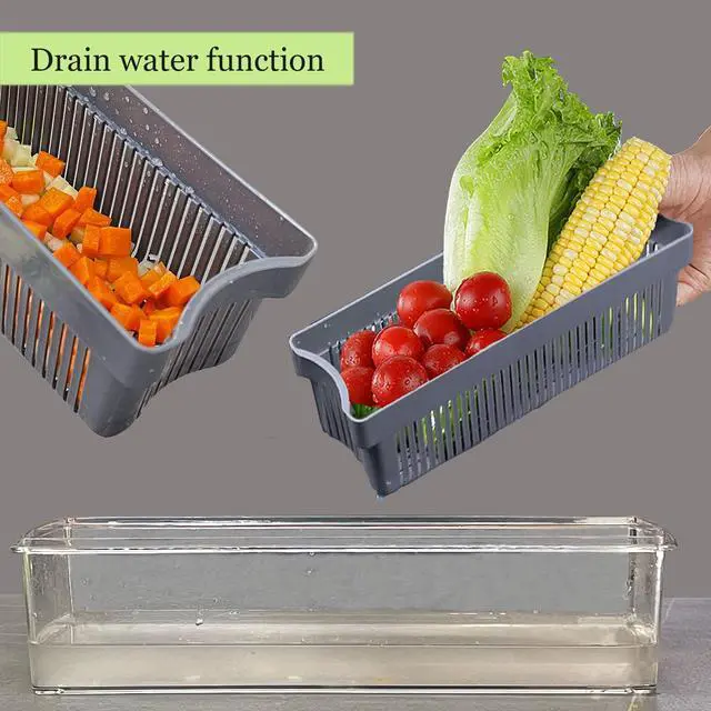 Alt view image 5 of 7 - Vezyturly Vegetable Chopper,Multifunctional 15 in 1 Pro Mandolines Food Slicer,Onion Dicer Potato Cutter with Container 8 Blades(Stainless Steel),Veggie Cutter Gadgets Crushers for Kitchen Use
