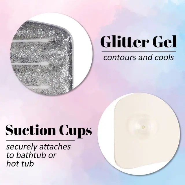 Alt view image 3 of 7 - Spa Pillow with Glitter Gel - 1pc Cooling Spa Pillow for Bathtub and Hot Tub Relaxation | Luxury Bath Products & Spa Accessories for Women