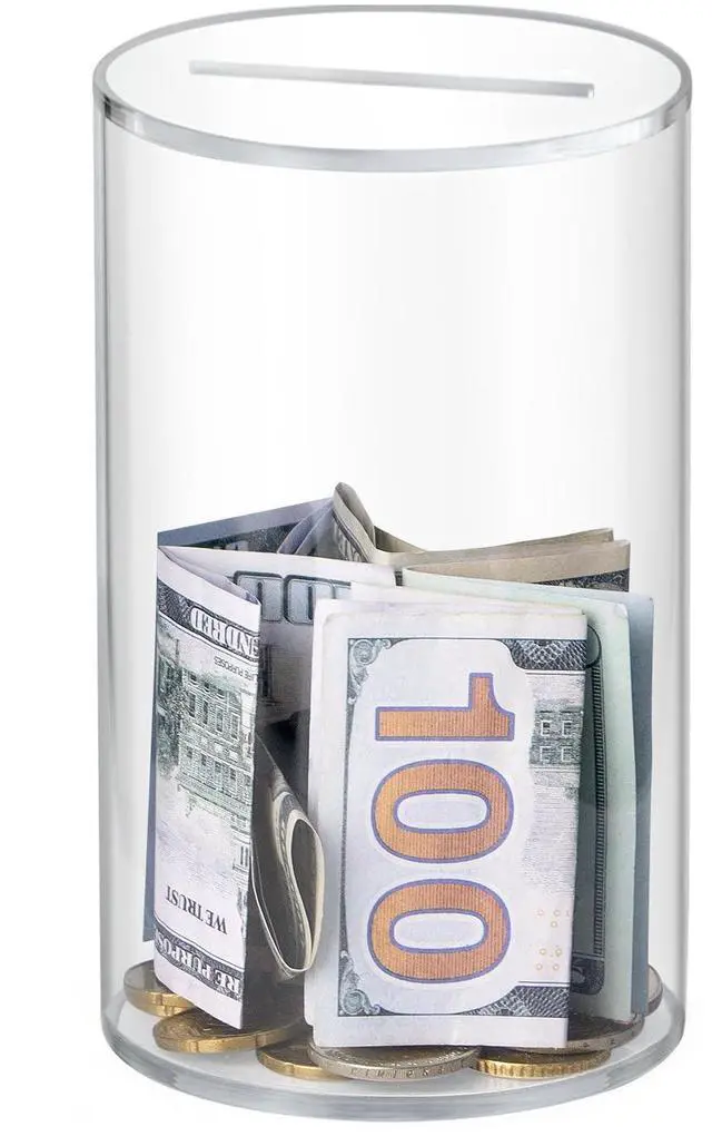 Main image of Hicocool Clear Piggy Bank, Acrylic Piggy Bank for Adults Must Break to Open, Unopenable Money Saving Box for Boys Girls Birthday Gift (6" H x 3.54" D)