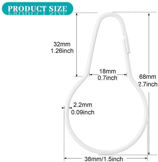 Alt view image 2 of 6 - Queekay Metal Shower Curtain Hooks Hanging Clips Metal Curtain Rings Practical Reusable Shower Hangers for Bathroom Bedroom Kitchen Home Applications(White,60 Pieces)