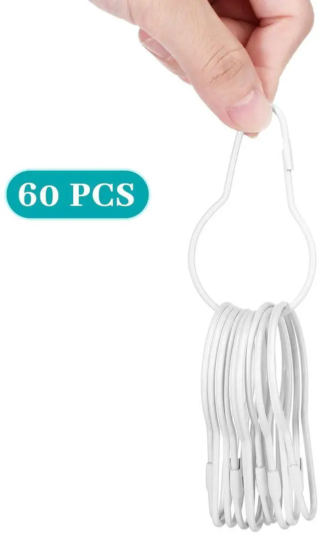 Alt view image 5 of 6 - Queekay Metal Shower Curtain Hooks Hanging Clips Metal Curtain Rings Practical Reusable Shower Hangers for Bathroom Bedroom Kitchen Home Applications(White,60 Pieces)