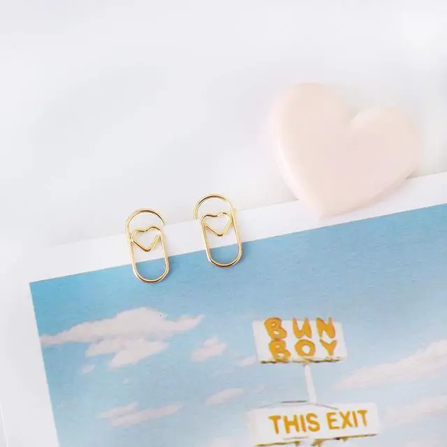 Alt view image 2 of 6 - 200 Pcs Small Gold Paper Clips Love Heart Shaped Paperclips Stainless Steel in Tinplate Paper Clips Holder for Office School Home Desk Organizers