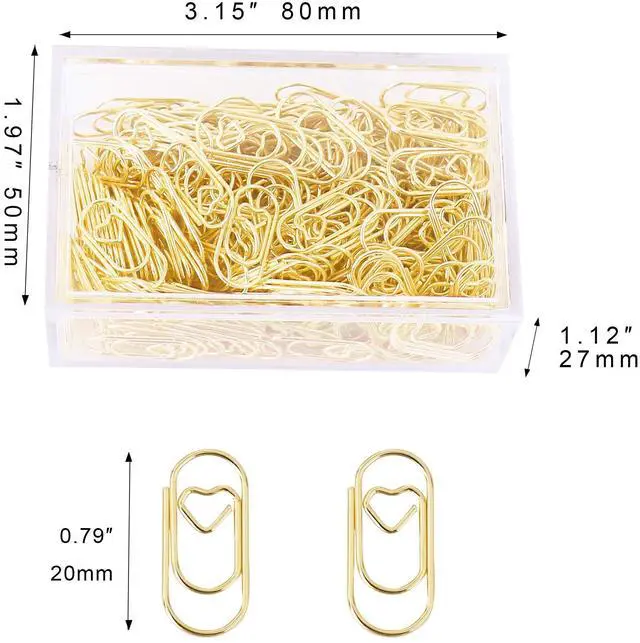Alt view image 5 of 6 - 200 Pcs Small Gold Paper Clips Love Heart Shaped Paperclips Stainless Steel in Tinplate Paper Clips Holder for Office School Home Desk Organizers