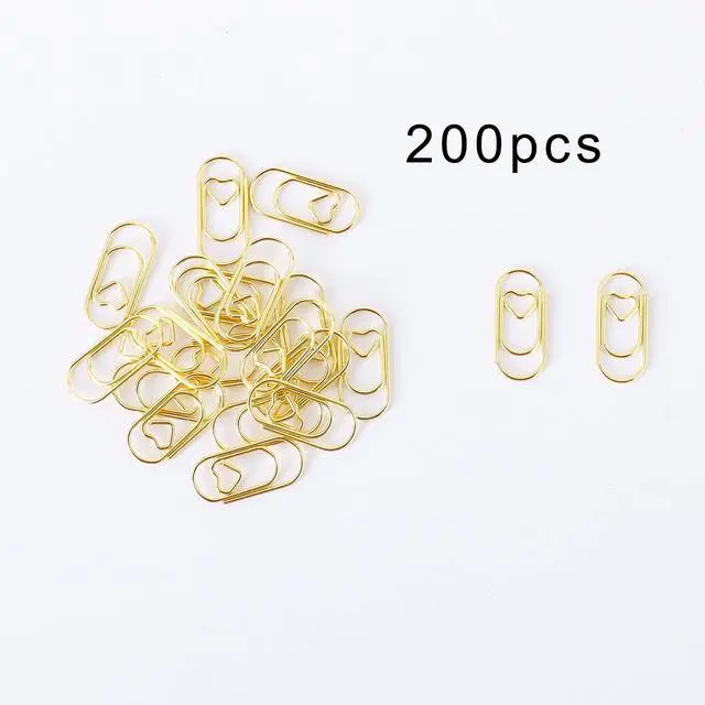 Alt view image 6 of 6 - 200 Pcs Small Gold Paper Clips Love Heart Shaped Paperclips Stainless Steel in Tinplate Paper Clips Holder for Office School Home Desk Organizers