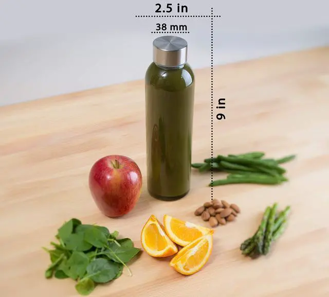 Alt view image 7 of 7 - Epica glass bottles with lids  18oz glass water bottles, reusable juice jar with lids for storing juices, reusable water bottle durable & ecofriendly set of 6