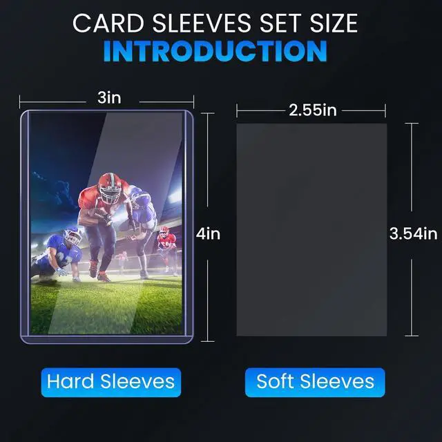 Alt view image 2 of 6 - 200 Packs Card Sleeves Top Loads for Cards,3" x 4" Baseball Card Protectors,Trading Card Sleeves Hard Plastic Fit for Baseball, Football Cards (100 Hard Sleeve + 100 Soft Sleeve)