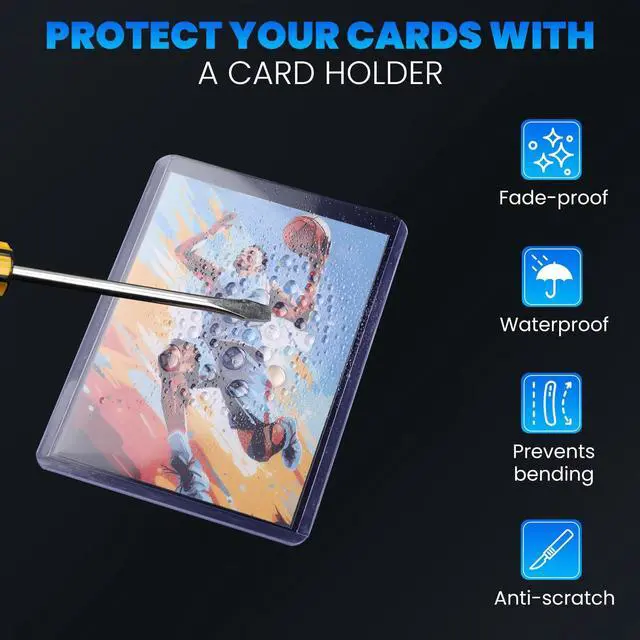 Alt view image 3 of 6 - 200 Packs Card Sleeves Top Loads for Cards,3" x 4" Baseball Card Protectors,Trading Card Sleeves Hard Plastic Fit for Baseball, Football Cards (100 Hard Sleeve + 100 Soft Sleeve)