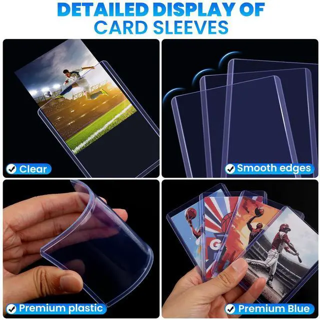 Alt view image 4 of 6 - 200 Packs Card Sleeves Top Loads for Cards,3" x 4" Baseball Card Protectors,Trading Card Sleeves Hard Plastic Fit for Baseball, Football Cards (100 Hard Sleeve + 100 Soft Sleeve)