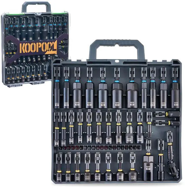Main image of Impact Magnetic Nut Driver Set, 55PCS Impact Driver Bit Set, Deep Magnetic Nut Driver Set, Impact Socket Adapters, Wing Nut Driver, Bit Extension, 1/4'' Quick Change, Storage Box
