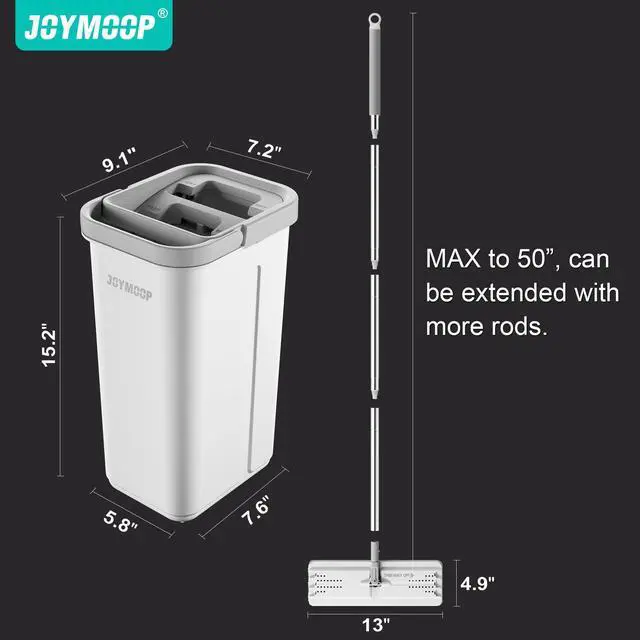 Alt view image 7 of 7 - JOYMOOP Easy Clean and Self-Squeezing Microfiber Flat Mop and Bucket System, Mops for Floor Cleaning and Wall Cleaner, Hardwood, Tile, Laminate, Vinyl Floors, Smooth Walls, and Glass Windows
