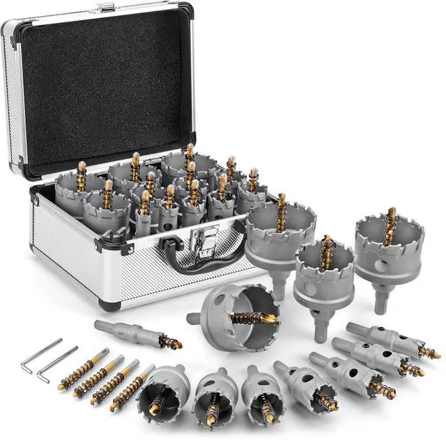 Main image of Carbide Hole Saw Kit for Metal - 16Pcs TCT 5/8"-2-1/4" Inch Heavy Duty Hole Cutter Set, for High Precision Cutting of Stainless Steel, Iron, Copper, Brass