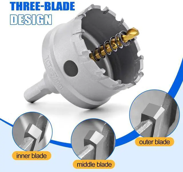Alt view image 2 of 6 - Carbide Hole Saw Kit for Metal - 16Pcs TCT 5/8"-2-1/4" Inch Heavy Duty Hole Cutter Set, for High Precision Cutting of Stainless Steel, Iron, Copper, Brass