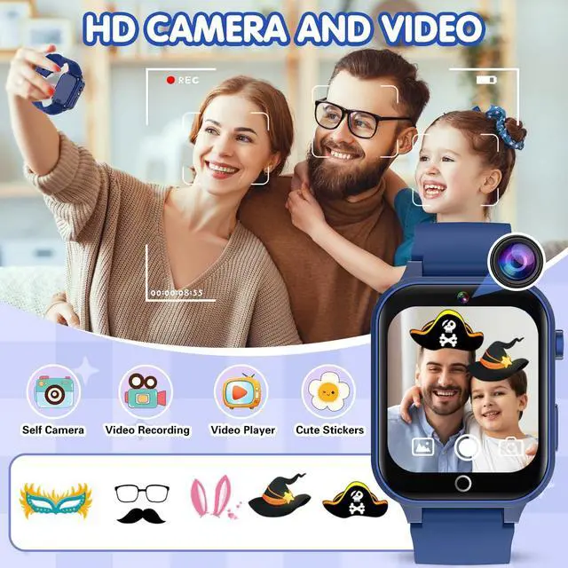 Alt view image 4 of 7 - Wiszodet Smart Watch for Kids, Birthday Gift for Kids Age 4-12 Kids Smart Watch Boys with 26 Puzzle Games HD Camera Video Alarm Clock Audiobook Music Toys for 5 6 7 8 9 10 Year Olds Boys