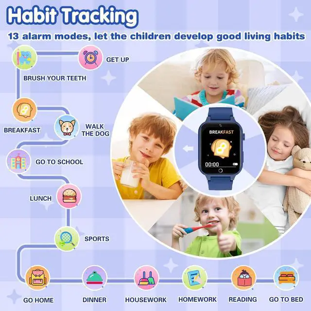 Alt view image 6 of 7 - Wiszodet Smart Watch for Kids, Birthday Gift for Kids Age 4-12 Kids Smart Watch Boys with 26 Puzzle Games HD Camera Video Alarm Clock Audiobook Music Toys for 5 6 7 8 9 10 Year Olds Boys