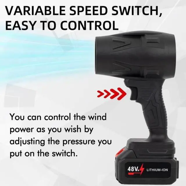Alt view image 3 of 6 - Turbo Jet Blower, Cordless Turbo Super Power Air Duster, Stepless Speed Regulation Jet Pro Maxx Portable Jet Blowerm, Car Dryer Air Blower (Black 1 Battery)