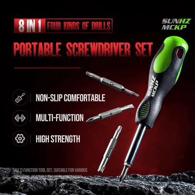Alt view image 2 of 6 - SUNHZMCKP 8 in 1 Screwdriver, Portable multi-purpose screwdriver setHigh-Strength Bits, Phillips, Slotted, TorxSuitable for outdoor and daily repair tools,Practical hand tools