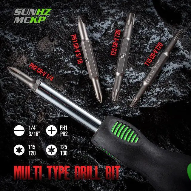 Alt view image 3 of 6 - SUNHZMCKP 8 in 1 Screwdriver, Portable multi-purpose screwdriver setHigh-Strength Bits, Phillips, Slotted, TorxSuitable for outdoor and daily repair tools,Practical hand tools