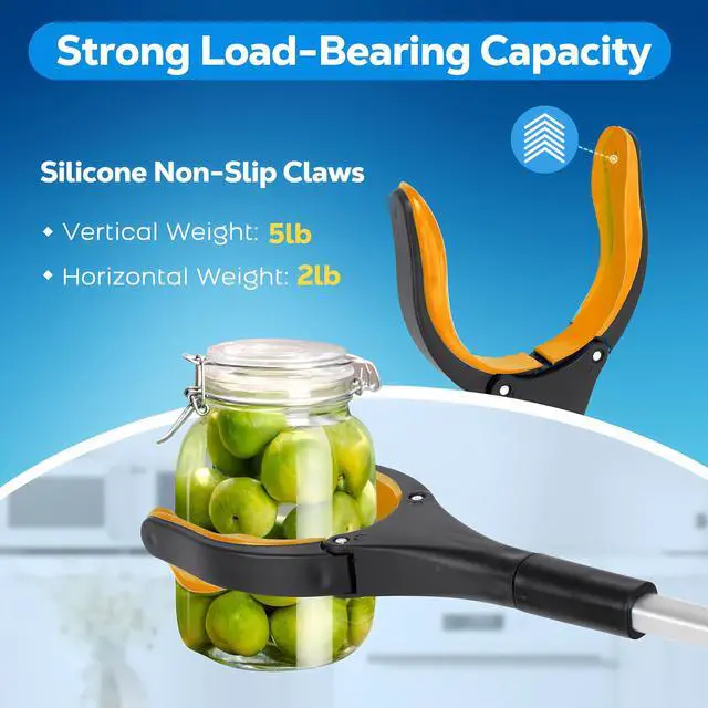 Alt view image 2 of 6 - Grabber Reacher Tool - 32 Extra Long Foldable Gripper and Reaching Tool - Heavy Duty Pick Up Stick Grabbers for Seniors, Trash, Surgery Recovery Must Haves Gifts (Orange)