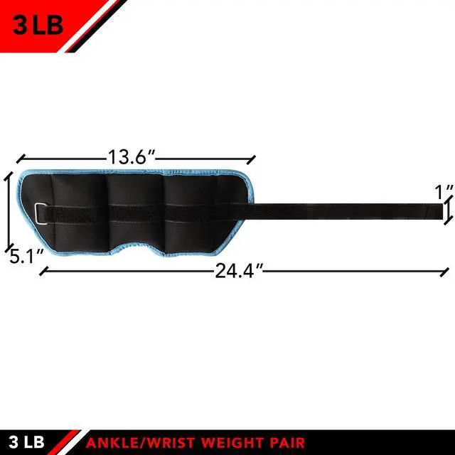 Alt view image 2 of 4 - JFIT Ankle Weight Pair 3.0 LBS, Set of 2 with Adjustable Velcro Straps - Breathable, Moisture Absorbent Weight Straps for Men and Women - Comfortable Ankle, Wrist Weights