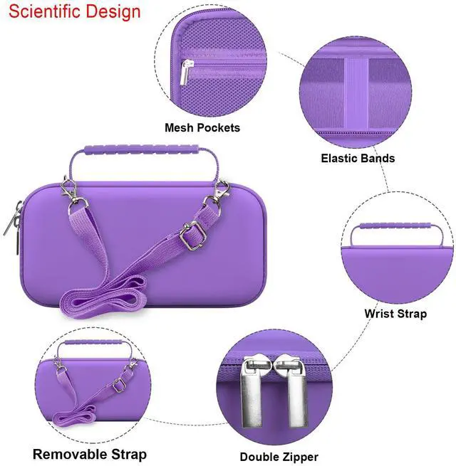 Alt view image 4 of 7 - Elonbo Carrying Case for Portable Handheld Inhaler Nebulizer Machine for Adults and Kids, Asthma Inhaler Travel Case, Handheld Mesh Atomizer Machine Holder, Inhaler spacer Bag, Purple+Inside Purple