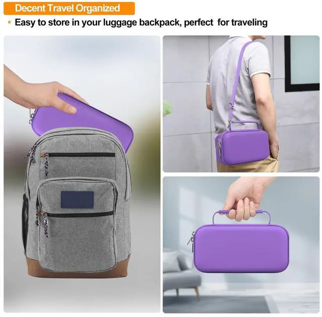 Alt view image 6 of 7 - Elonbo Carrying Case for Portable Handheld Inhaler Nebulizer Machine for Adults and Kids, Asthma Inhaler Travel Case, Handheld Mesh Atomizer Machine Holder, Inhaler spacer Bag, Purple+Inside Purple