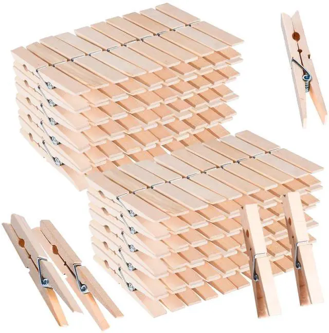 Main image of SenseYo 100 Pcs 1.9 Inch Wooden Clothespins Clips for Hanging Clothes, Craft, Home