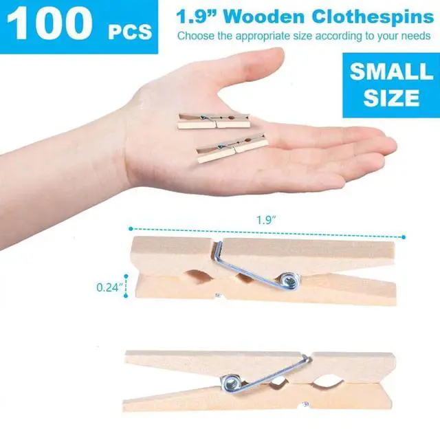 Alt view image 2 of 6 - SenseYo 100 Pcs 1.9 Inch Wooden Clothespins Clips for Hanging Clothes, Craft, Home