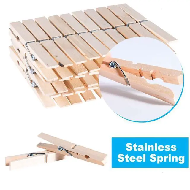 Alt view image 4 of 6 - SenseYo 100 Pcs 1.9 Inch Wooden Clothespins Clips for Hanging Clothes, Craft, Home