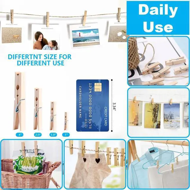 Alt view image 6 of 6 - SenseYo 100 Pcs 1.9 Inch Wooden Clothespins Clips for Hanging Clothes, Craft, Home