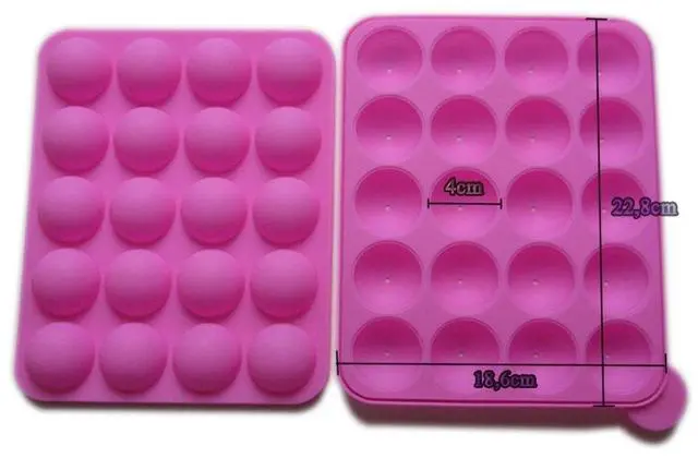 Alt view image 2 of 7 - Rbenxia Silicone Cake Mold 20-cavity Half Circle Lollipop Party Cupcake Baking Mold Cake Pop Stick Mold Tray Hot Pink with 25 Sticks