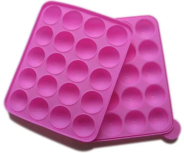 Alt view image 4 of 7 - Rbenxia Silicone Cake Mold 20-cavity Half Circle Lollipop Party Cupcake Baking Mold Cake Pop Stick Mold Tray Hot Pink with 25 Sticks