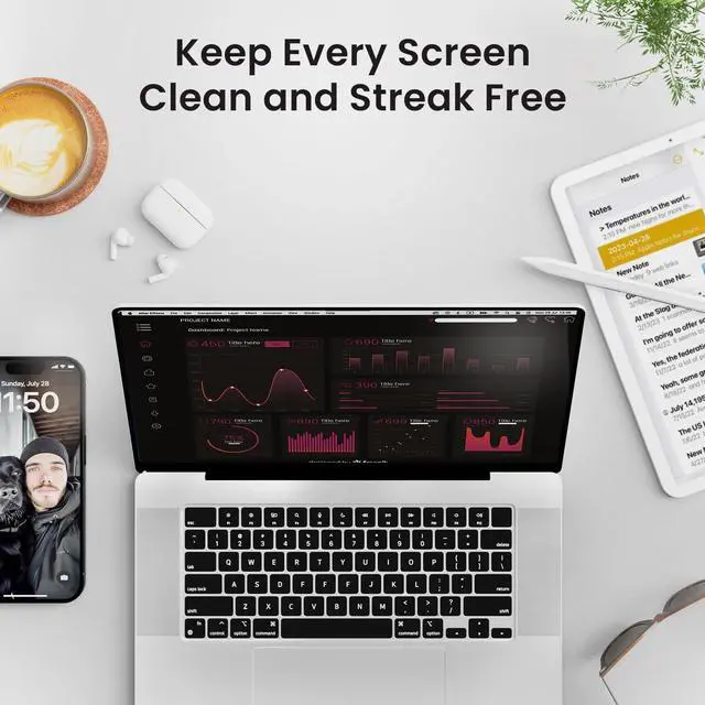 Alt view image 3 of 7 - Electronic Wipes Screen Cleaner [40 Wipes] Streak-Free Computer Screen Cleaner & TV Screen Cleaner - Screen Wipes for Electronics, Screen Cleaner Wipes, Laptop Cleaner - [Microfiber Cloth+40 Wipes]