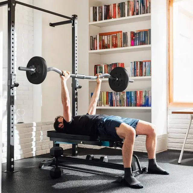 Alt view image 7 of 7 - Yaheetech Barbell Weight Set - Olympic Curl Bar & 6 Olympic Weights & 2 Olympic Barbell Clamps for Lifts 55LB
