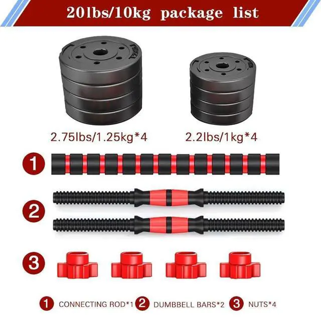 Alt view image 2 of 7 - BCBIG Adjustable-Dumbbells-Sets,Free Weights-20lb(10lb*2) Dumbbells Set of 2 Convertible To Barbell A Pair of Lightweight for Home Gym,Women and Men Equipment