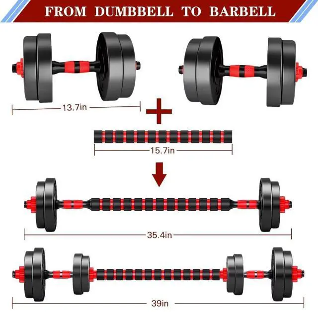 Alt view image 3 of 7 - BCBIG Adjustable-Dumbbells-Sets,Free Weights-20lb(10lb*2) Dumbbells Set of 2 Convertible To Barbell A Pair of Lightweight for Home Gym,Women and Men Equipment