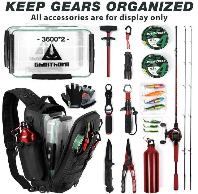 Alt view image 4 of 6 - Ghosthorn Fishing Tackle Backpack Tactical Sling Bag with Rod Holder - Fly Fishing Gifts for Gear and Equipment - Men for Women