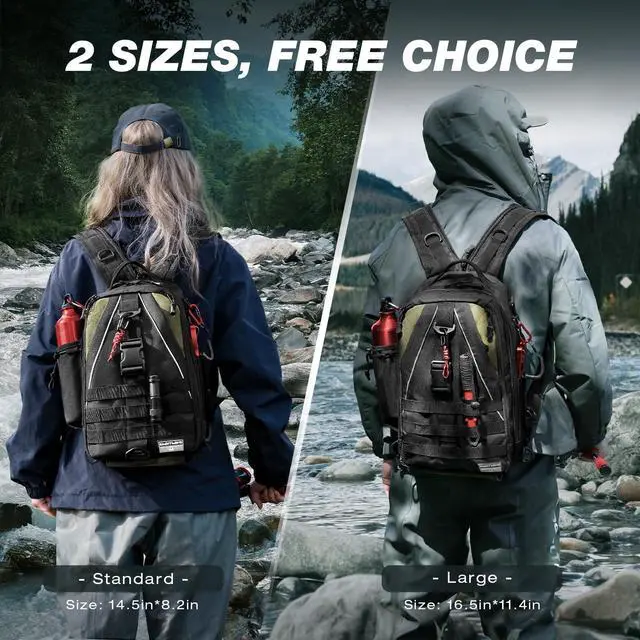 Alt view image 6 of 6 - Ghosthorn Fishing Tackle Backpack Tactical Sling Bag with Rod Holder - Fly Fishing Gifts for Gear and Equipment - Men for Women