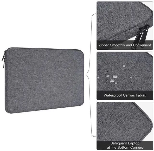Alt view image 6 of 7 - 14 Inch Laptop Sleeve for HP 14"/ HP Chromebook X360/ EliteBook 840/ Stream 14, 15 inch MacBook Air M3 M2 A3114 A2941, Dell Lenovo Acer ASUS Chromebook VivoBook 14 Case Bag, Space Grey