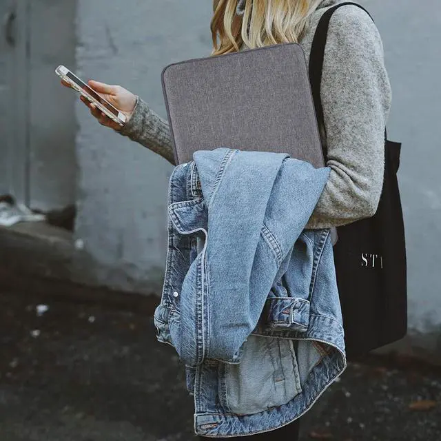 Alt view image 7 of 7 - 14 Inch Laptop Sleeve for HP 14"/ HP Chromebook X360/ EliteBook 840/ Stream 14, 15 inch MacBook Air M3 M2 A3114 A2941, Dell Lenovo Acer ASUS Chromebook VivoBook 14 Case Bag, Space Grey