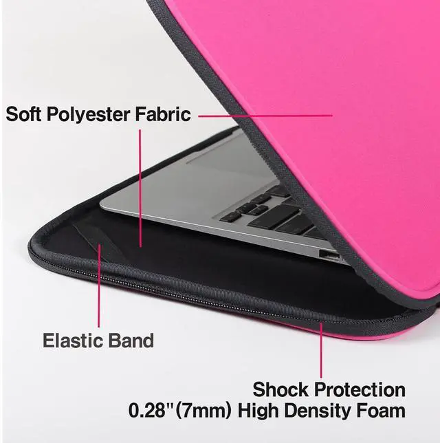 Alt view image 6 of 7 - Inntzone Laptop Sleeve 15.6 Inch Foldable Slim Case Lightweight Bag Notebook Computer Carrying Flip Cover (Pink)