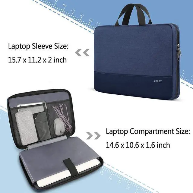 Alt view image 3 of 6 - Ytonet Laptop Sleeve Case 15.6 Inch, Slim Water Resistant TSA Laptop Cover with Handle Protective Computer Carrying Case Compatible with HP Dell Lenovo Asus Notebooks, Dark Blue