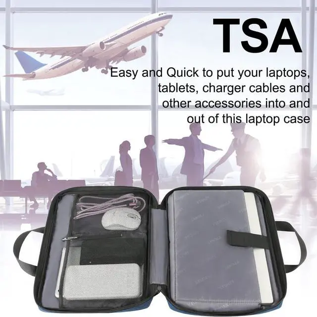 Alt view image 4 of 6 - Ytonet Laptop Sleeve Case 15.6 Inch, Slim Water Resistant TSA Laptop Cover with Handle Protective Computer Carrying Case Compatible with HP Dell Lenovo Asus Notebooks, Dark Blue