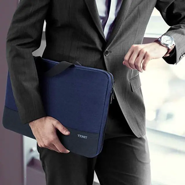 Alt view image 6 of 6 - Ytonet Laptop Sleeve Case 15.6 Inch, Slim Water Resistant TSA Laptop Cover with Handle Protective Computer Carrying Case Compatible with HP Dell Lenovo Asus Notebooks, Dark Blue