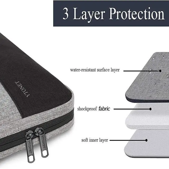 Alt view image 2 of 6 - Ytonet Laptop Case, 15.6 inch TSA Laptop Sleeve Computer Bag Water Resistant Computer Case Carrying Cover Compatible for Lenovo, HP, Dell, Asus Notebook, Gifts for Men Women, Grey
