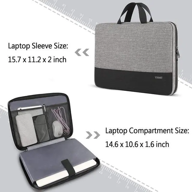 Alt view image 3 of 6 - Ytonet Laptop Case, 15.6 inch TSA Laptop Sleeve Computer Bag Water Resistant Computer Case Carrying Cover Compatible for Lenovo, HP, Dell, Asus Notebook, Gifts for Men Women, Grey
