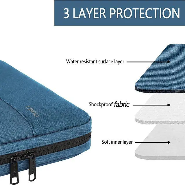 Alt view image 2 of 7 - Ytonet Laptop Sleeve Case 15.6 Inch, Slim Water Resistant TSA Carrying Case with Handle, Protective Laptop Cover Compatible with HP Dell Lenovo Asus Notebooks, Gifts for Men Women, Deep Teal