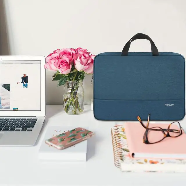 Alt view image 7 of 7 - Ytonet Laptop Sleeve Case 15.6 Inch, Slim Water Resistant TSA Carrying Case with Handle, Protective Laptop Cover Compatible with HP Dell Lenovo Asus Notebooks, Gifts for Men Women, Deep Teal