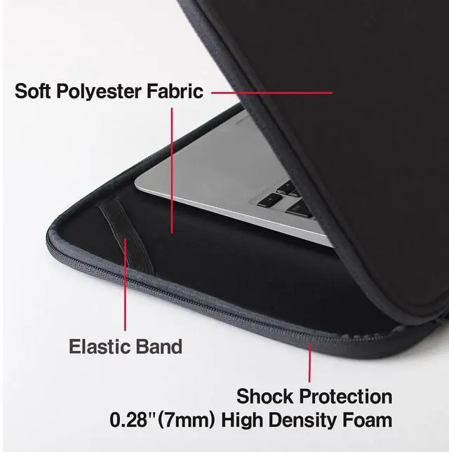 Alt view image 6 of 7 - Inntzone Laptop Sleeve 15.6 Inch Foldable Slim Case Lightweight Bag Notebook Computer Carrying Flip Cover (Black)