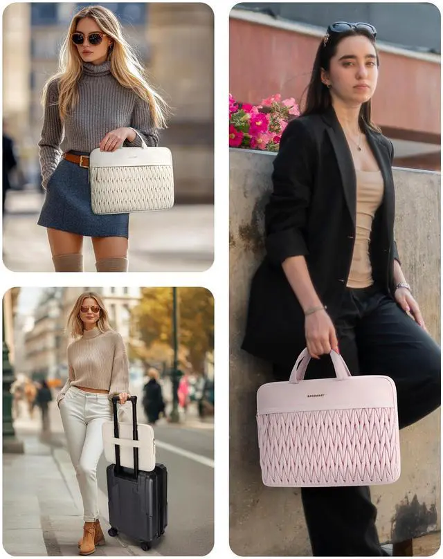 Alt view image 2 of 6 - BAGSMART 15.6-16 Inch Laptop Case, Padded Laptop Bag Sleeve for MacBook Pro, Shockproof MacBook Case Laptop Cover Compatible for Dell HP Lenovo Asus Acer, Beige