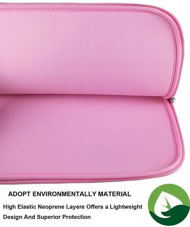 Alt view image 2 of 7 - Naukay 15.6 Inch Laptop Sleeve,Resistant Neoprene Laptop Sleeve/Notebook Computer Pocket Case/Tablet Briefcase Carrying Bag - (Pink)